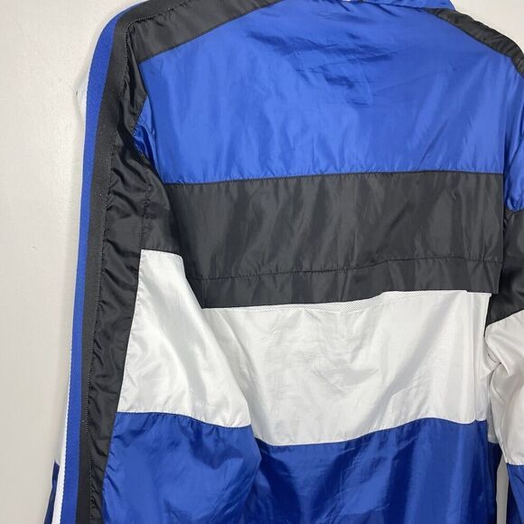 SOUTHPOLE Jacket Mens XXL Full Zip Windbreaker Y2K Blue Black White Stripe - Picture 11 of 16